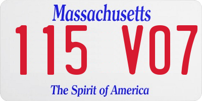 MA license plate 115VO7