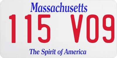 MA license plate 115VO9