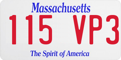 MA license plate 115VP3