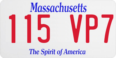 MA license plate 115VP7