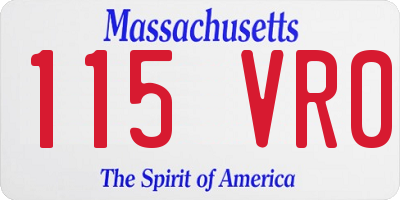 MA license plate 115VR0