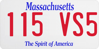 MA license plate 115VS5