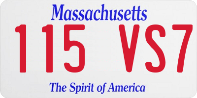 MA license plate 115VS7