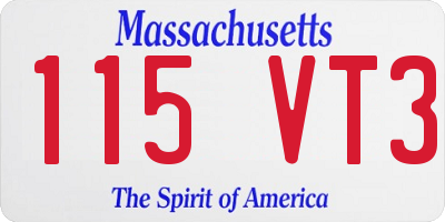 MA license plate 115VT3