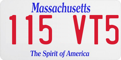 MA license plate 115VT5