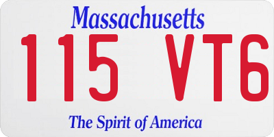 MA license plate 115VT6