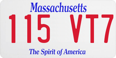 MA license plate 115VT7