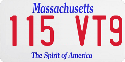 MA license plate 115VT9