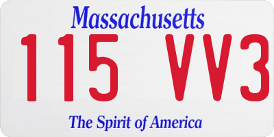 MA license plate 115VV3