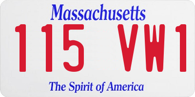 MA license plate 115VW1