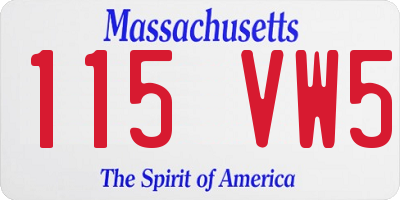 MA license plate 115VW5