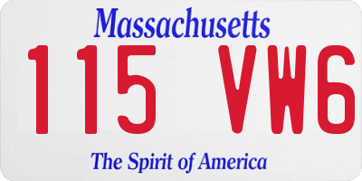 MA license plate 115VW6