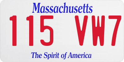 MA license plate 115VW7