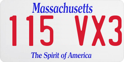 MA license plate 115VX3