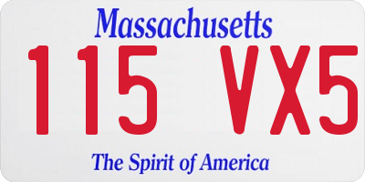 MA license plate 115VX5