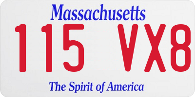 MA license plate 115VX8