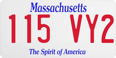 MA license plate 115VY2