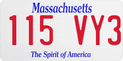 MA license plate 115VY3