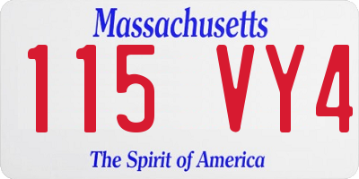 MA license plate 115VY4