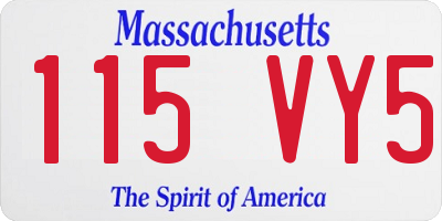 MA license plate 115VY5