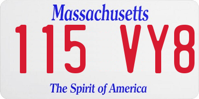 MA license plate 115VY8