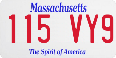 MA license plate 115VY9