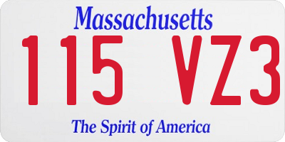 MA license plate 115VZ3