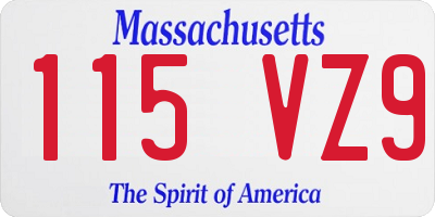 MA license plate 115VZ9