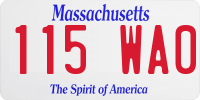 MA license plate 115WA0