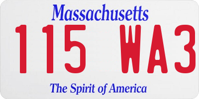 MA license plate 115WA3