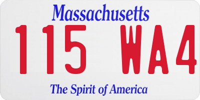 MA license plate 115WA4