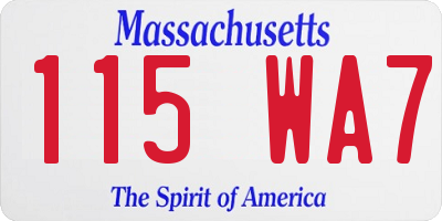 MA license plate 115WA7