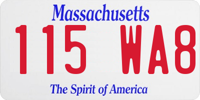 MA license plate 115WA8