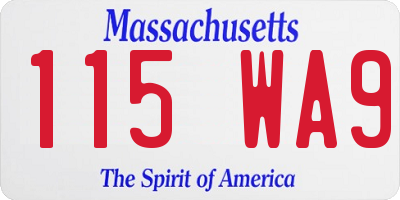 MA license plate 115WA9