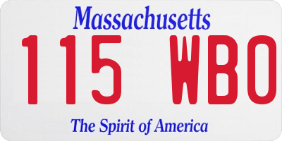 MA license plate 115WB0