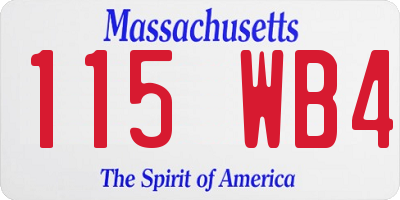 MA license plate 115WB4