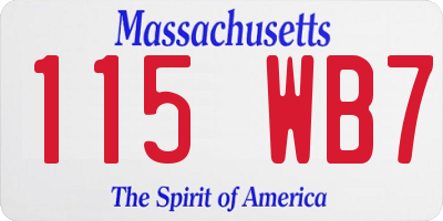 MA license plate 115WB7