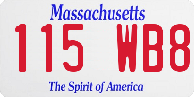 MA license plate 115WB8