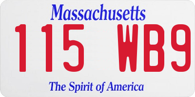MA license plate 115WB9