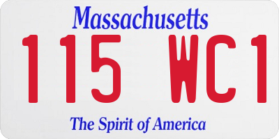 MA license plate 115WC1