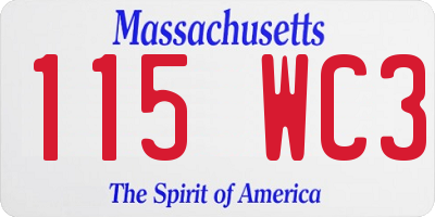 MA license plate 115WC3