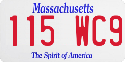 MA license plate 115WC9