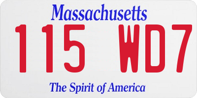 MA license plate 115WD7