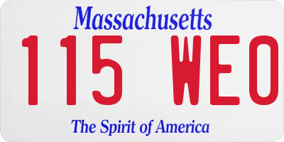 MA license plate 115WE0