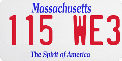 MA license plate 115WE3