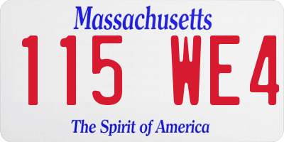 MA license plate 115WE4