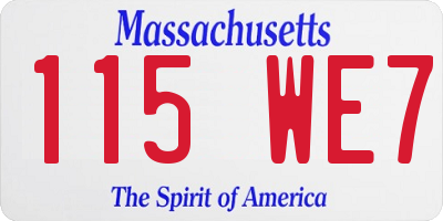 MA license plate 115WE7