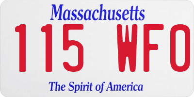 MA license plate 115WF0