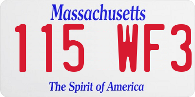 MA license plate 115WF3