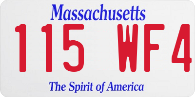 MA license plate 115WF4
